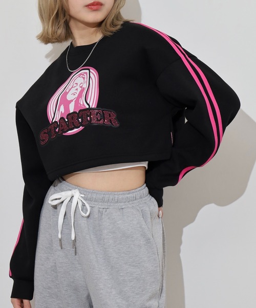 STARTER BLACK LABEL(スターターブラックレーベル)の「STARTER LADYS スウェットショート丈プリントクルー 裏起毛(スウェット・レディース・ホワイト/ブラック/チャコール/ホワイト系その他2/グレー系その他2/ブラック系その他2・FREE)」の17枚目の写真