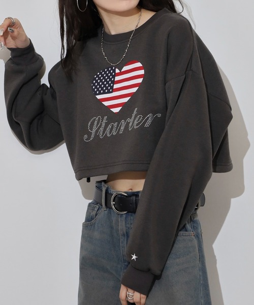 STARTER BLACK LABEL(スターターブラックレーベル)の「STARTER LADYS スウェットショート丈プリントクルー 裏起毛(スウェット・レディース・ホワイト/ブラック/チャコール/ホワイト系その他2/グレー系その他2/ブラック系その他2・FREE)」の20枚目の写真