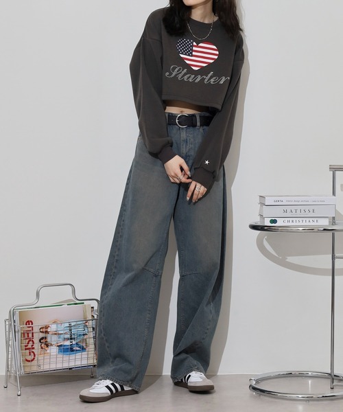 STARTER BLACK LABEL(スターターブラックレーベル)の「STARTER LADYS スウェットショート丈プリントクルー 裏起毛(スウェット・レディース・ホワイト/ブラック/チャコール/ホワイト系その他2/グレー系その他2/ブラック系その他2・FREE)」の21枚目の写真
