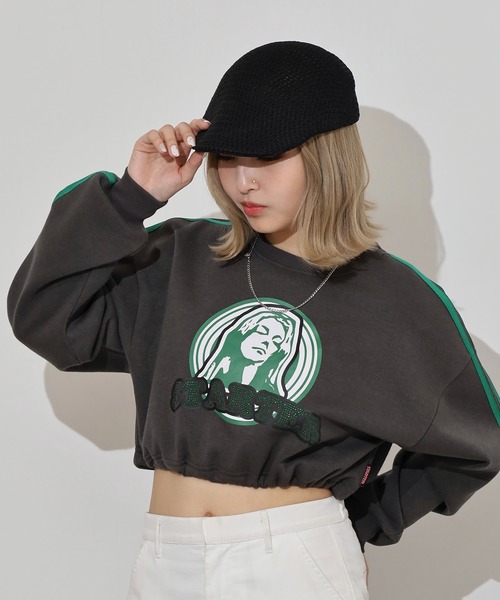 STARTER BLACK LABEL(スターターブラックレーベル)の「STARTER LADYS スウェットショート丈プリントクルー 裏起毛(スウェット・レディース・ホワイト/ブラック/チャコール/ホワイト系その他2/グレー系その他2/ブラック系その他2・FREE)」の22枚目の写真