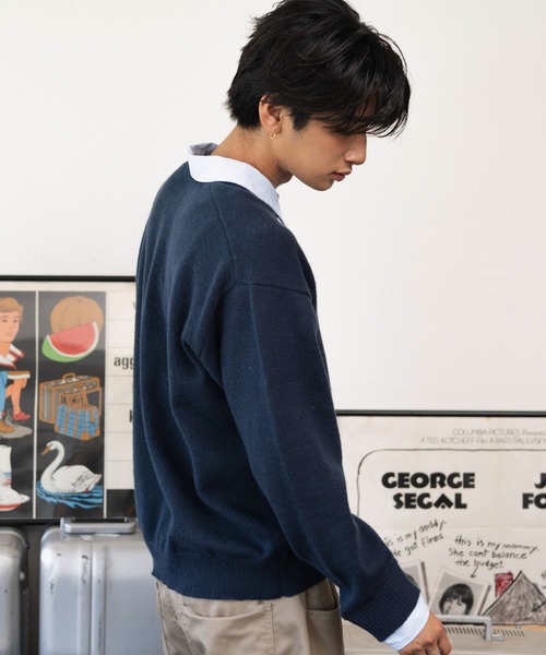 WEGO(ウィゴー)の「WEGO/【26年秋冬新作】シャツレイヤードニットプルオーバー(ニット/セーター・メンズ・ネイビー/ブラウン/杢グレー/ブラック・MEDIUM/LARGE)」の14枚目の写真