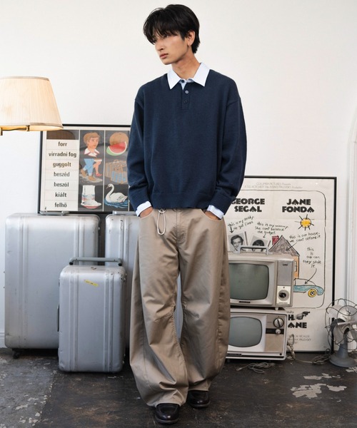 WEGO(ウィゴー)の「WEGO/【26年秋冬新作】シャツレイヤードニットプルオーバー(ニット/セーター・メンズ・ネイビー/ブラウン/杢グレー/ブラック・MEDIUM/LARGE)」の16枚目の写真