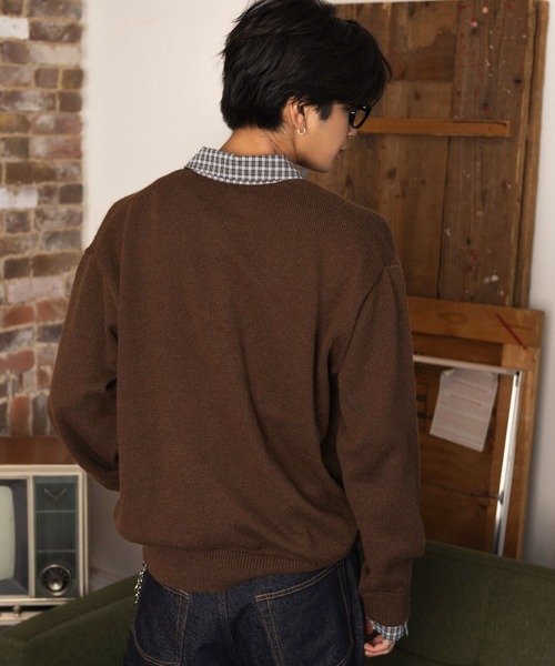 WEGO(ウィゴー)の「WEGO/【26年秋冬新作】シャツレイヤードニットプルオーバー(ニット/セーター・メンズ・ネイビー/ブラウン/杢グレー/ブラック・MEDIUM/LARGE)」の19枚目の写真