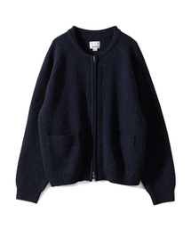 Annette Silk Nep Zip Up Knit Cardigan Navy