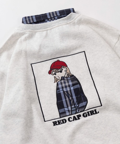 Red Cap Girl(レッドキャプガール)の「【70】【RCG/レッドキャップガール】フェイクレイヤードスウェット/トレーナー/ドッキング/シャツ衿付/重ね着風/刺繍/裏起毛/ユニセックス/レディース/メンズ(スウェット・メンズ・グレー/ホワイト/ブラック・M/L/XL)」の3枚目の写真