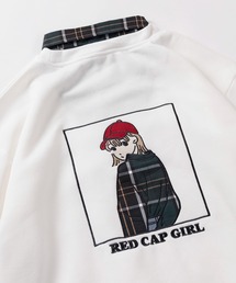 【70】【RCG/レッドキャップガール】フェイクレイヤードスウェット/トレーナー/ドッキング/シャツ衿付/重ね着風/刺繍/裏起毛/ユニセックス/レディース/メンズ