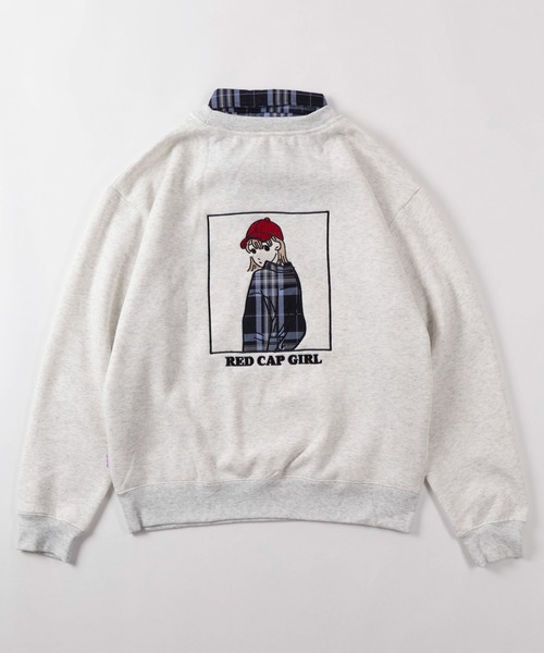 Red Cap Girl(レッドキャプガール)の「【70】【RCG/レッドキャップガール】フェイクレイヤードスウェット/トレーナー/ドッキング/シャツ衿付/重ね着風/刺繍/裏起毛/ユニセックス/レディース/メンズ(スウェット・メンズ・グレー/ホワイト/ブラック・M/L/XL)」の5枚目の写真
