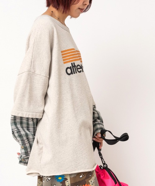RNA（アールエヌエー）の「M2765 ネルコンビBIGプルオーバー（Tシャツ/カットソー・レディース・ブラック/杢グレー/パープル・MEDIUM）」の2枚目の写真