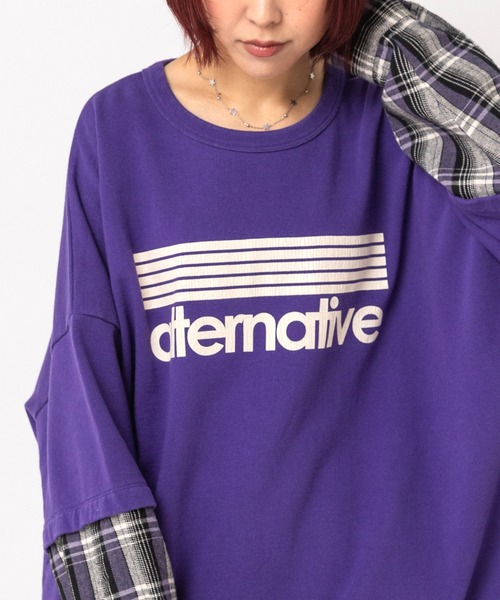 RNA（アールエヌエー）の「M2765 ネルコンビBIGプルオーバー（Tシャツ/カットソー・レディース・ブラック/杢グレー/パープル・MEDIUM）」の3枚目の写真