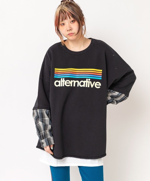 RNA（アールエヌエー）の「M2765 ネルコンビBIGプルオーバー（Tシャツ/カットソー・レディース・ブラック/杢グレー/パープル・MEDIUM）」の4枚目の写真