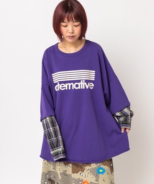 RNA（アールエヌエー）の「M2765 ネルコンビBIGプルオーバー（Tシャツ/カットソー・レディース・ブラック/杢グレー/パープル・MEDIUM）」の9枚目の写真