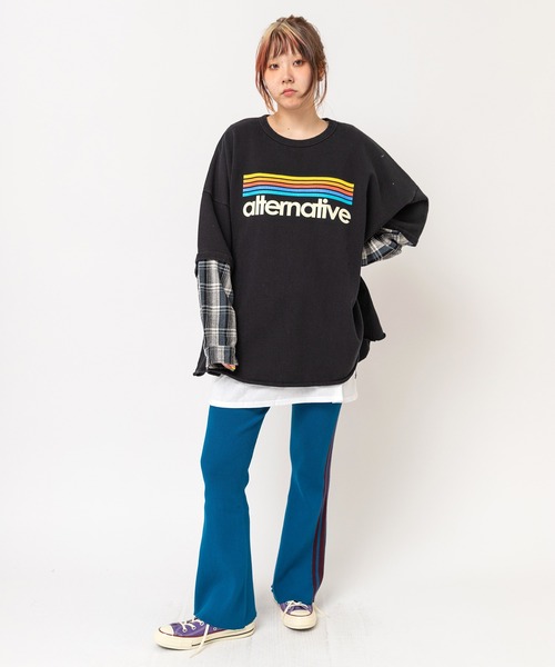 RNA（アールエヌエー）の「M2765 ネルコンビBIGプルオーバー（Tシャツ/カットソー・レディース・ブラック/杢グレー/パープル・MEDIUM）」の10枚目の写真