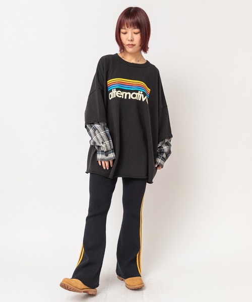 RNA（アールエヌエー）の「M2765 ネルコンビBIGプルオーバー（Tシャツ/カットソー・レディース・ブラック/杢グレー/パープル・MEDIUM）」の11枚目の写真