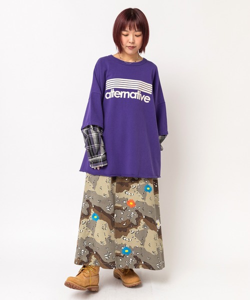 RNA（アールエヌエー）の「M2765 ネルコンビBIGプルオーバー（Tシャツ/カットソー・レディース・ブラック/杢グレー/パープル・MEDIUM）」の16枚目の写真
