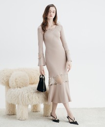 LACE TRIM KNIT DRESS
