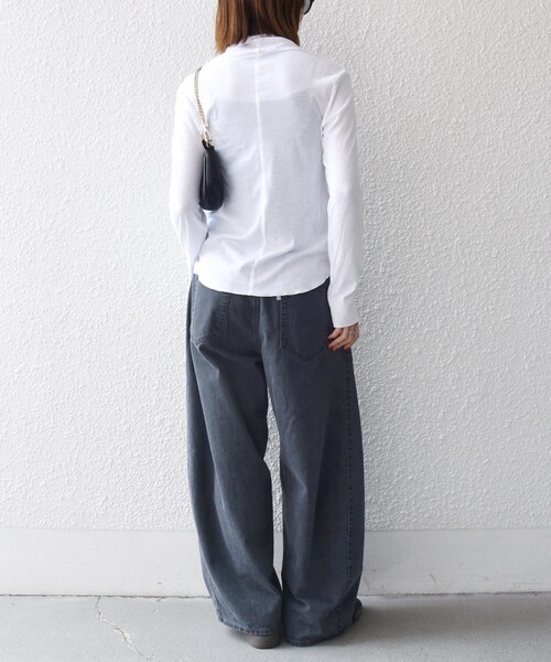 SHIPS any（シップス エニィ）の「〈手洗い可能〉コットン ハイネック プルオーバー（Tシャツ/カットソー・レディース・オフホワイト/ブラック/チャコールグレー・ONE SIZE）」の16枚目の写真
