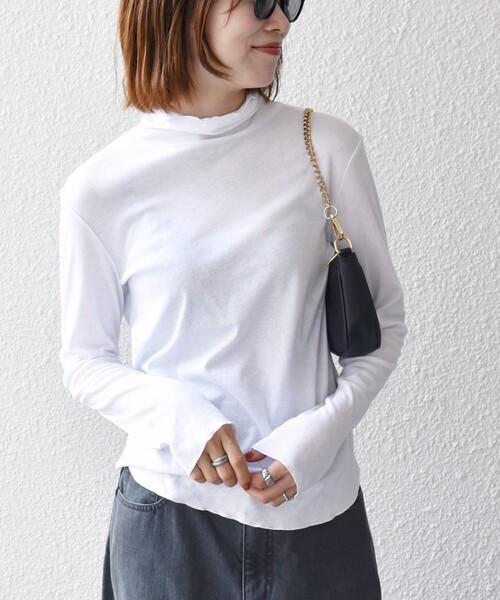 SHIPS any（シップス エニィ）の「〈手洗い可能〉コットン ハイネック プルオーバー（Tシャツ/カットソー・レディース・オフホワイト/ブラック/チャコールグレー・ONE SIZE）」の17枚目の写真