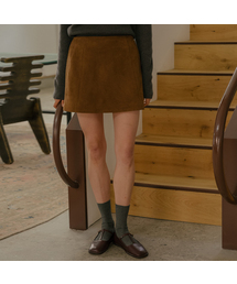 Suede a-line mini skirt [TIFA06SK01]_Brown