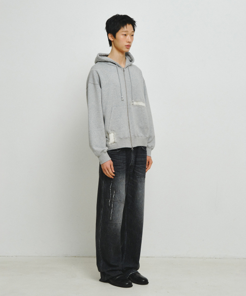ENDOOR（エンドア）の「ダメージリペアデニムパンツ（ブラック）（デニムパンツ・レディース・ブラック・LARGE/MEDIUM/X-LARGE）」の3枚目の写真