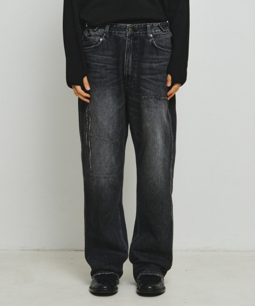 ENDOOR（エンドア）の「ダメージリペアデニムパンツ（ブラック）（デニムパンツ・レディース・ブラック・LARGE/MEDIUM/X-LARGE）」の7枚目の写真
