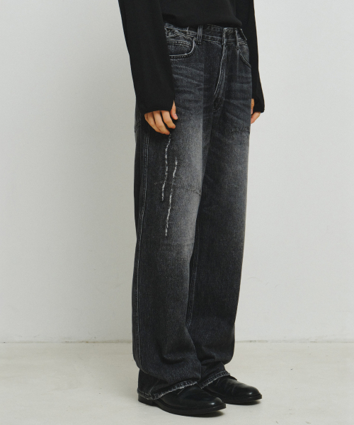ENDOOR（エンドア）の「ダメージリペアデニムパンツ（ブラック）（デニムパンツ・レディース・ブラック・LARGE/MEDIUM/X-LARGE）」の8枚目の写真