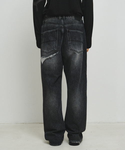 ENDOOR（エンドア）の「ダメージリペアデニムパンツ（ブラック）（デニムパンツ・レディース・ブラック・LARGE/MEDIUM/X-LARGE）」の9枚目の写真