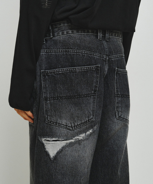ENDOOR（エンドア）の「ダメージリペアデニムパンツ（ブラック）（デニムパンツ・レディース・ブラック・LARGE/MEDIUM/X-LARGE）」の10枚目の写真