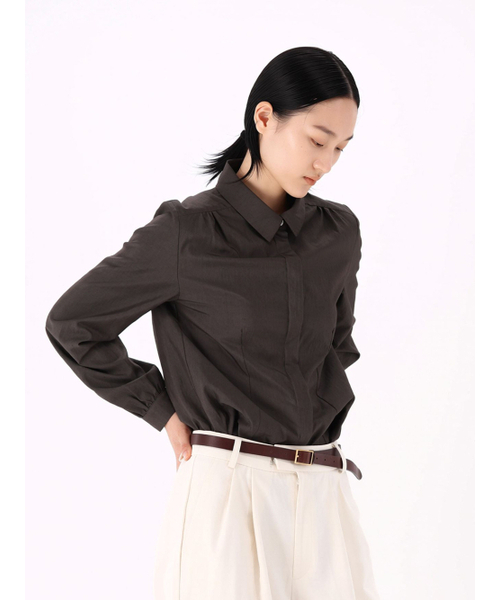 ACUD（アクド）の「ソフトグロスシャツ _KH.Brown（ビジネスシャツ・レディース・ブラウン・SMALL/MEDIUM）」の3枚目の写真