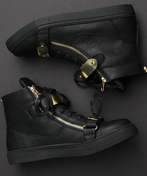 NOMENCLAT（ノーメンクラート）の「ベルクロハイカットスニーカー(プレート/クリスタル)（スニーカー・メンズ・ブラック×ゴールド/ブラック×ブラック・L/S/M）」の22枚目の写真