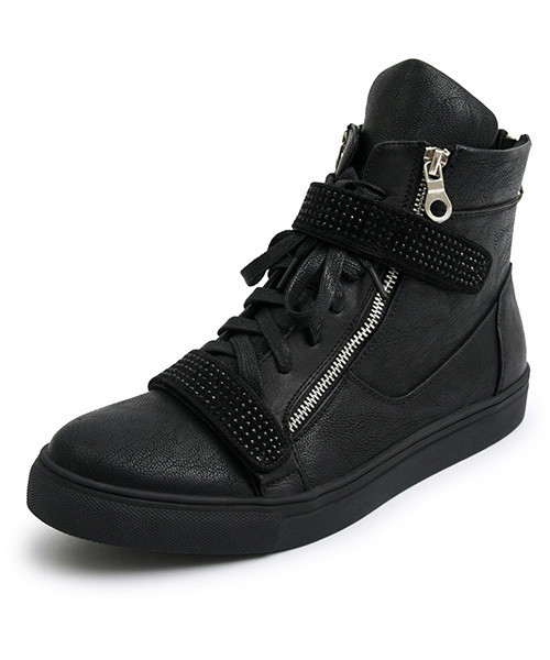 NOMENCLAT（ノーメンクラート）の「ベルクロハイカットスニーカー(プレート/クリスタル)（スニーカー・メンズ・ブラック×ゴールド/ブラック×ブラック・L/S/M）」の16枚目の写真