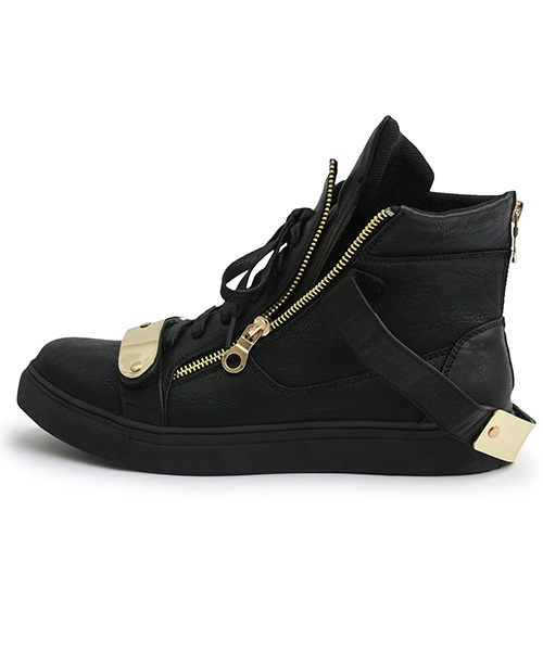 NOMENCLAT（ノーメンクラート）の「ベルクロハイカットスニーカー(プレート/クリスタル)（スニーカー・メンズ・ブラック×ゴールド/ブラック×ブラック・L/S/M）」の6枚目の写真