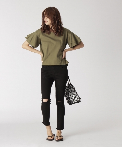 BAYFLOW（ベイフロー）の「BAYFLOW／ダメージスキニーデニム　17AW（デニムパンツ・レディース・インディゴブルー/ブラック/サックスブルー・23inch/24inch/25inch/26inch/27inch）」の18枚目の写真