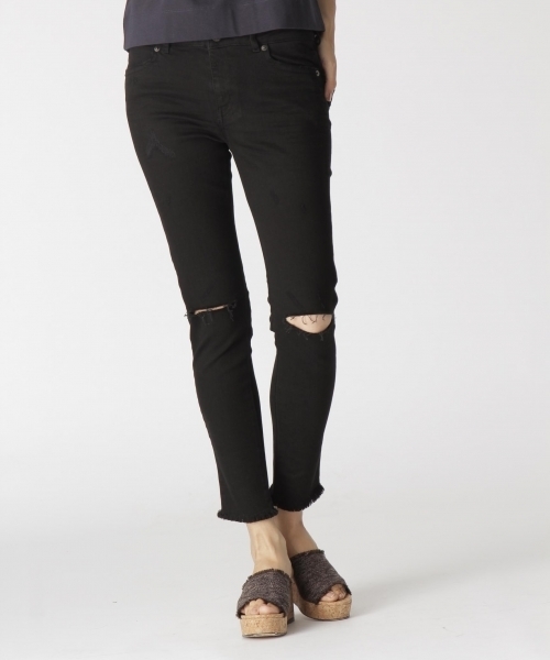 BAYFLOW（ベイフロー）の「BAYFLOW／ダメージスキニーデニム　17AW（デニムパンツ・レディース・インディゴブルー/ブラック/サックスブルー・23inch/24inch/25inch/26inch/27inch）」の12枚目の写真