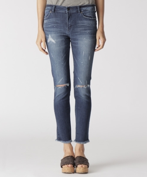 BAYFLOW（ベイフロー）の「BAYFLOW／ダメージスキニーデニム　17AW（デニムパンツ・レディース・インディゴブルー/ブラック/サックスブルー・23inch/24inch/25inch/26inch/27inch）」の5枚目の写真