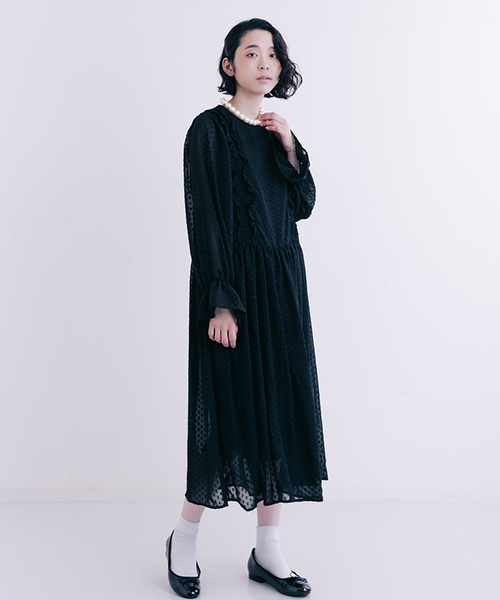 merlot plus（メルロープリュス）の「ドット柄シフォンワンピース7166（ドレス・レディース・ブラック/イエロー/パープル・FREE）」の22枚目の写真