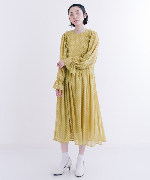 merlot plus（メルロープリュス）の「ドット柄シフォンワンピース7166（ドレス・レディース・ブラック/イエロー/パープル・FREE）」の20枚目の写真