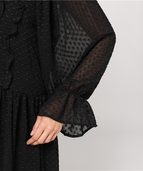 merlot plus（メルロープリュス）の「ドット柄シフォンワンピース7166（ドレス・レディース・ブラック/イエロー/パープル・FREE）」の10枚目の写真