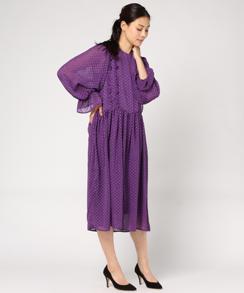 merlot plus（メルロープリュス）の「ドット柄シフォンワンピース7166（ドレス・レディース・ブラック/イエロー/パープル・FREE）」の19枚目の写真