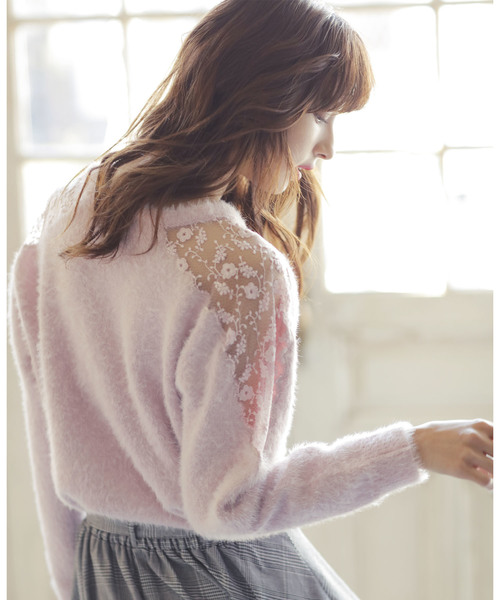 Ingni イング の フェザーヤーン肩シアーレースニット 17aw ニット セーター Wear