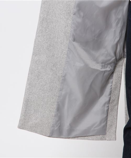 earth music&ecology（アースミュージックアンドエコロジー）の「・サイドスリットロングコート（ノーカラージャケット・レディース・ネイビー/グレー/サックスブルー/キャメル・FREE）」の6枚目の写真