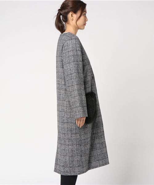 rps（アールピーエス）の「ポケットファーグレンチェックノーカラーコート（その他アウター・レディース・チャコールグレー/ブラック/ブラウン・M）」の14枚目の写真