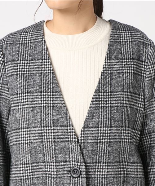 rps（アールピーエス）の「ポケットファーグレンチェックノーカラーコート（その他アウター・レディース・チャコールグレー/ブラック/ブラウン・M）」の10枚目の写真