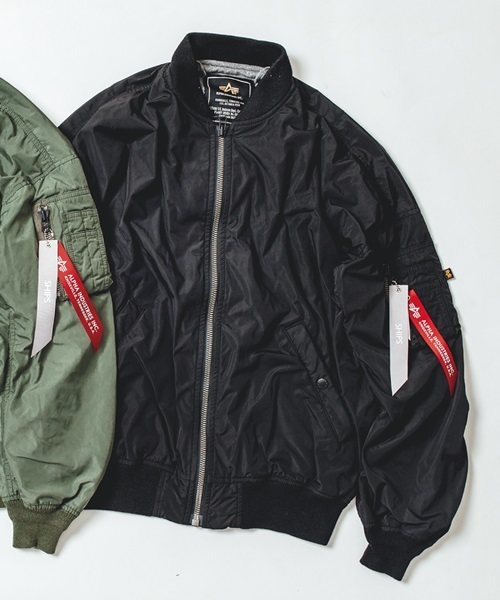 Alpha Industries(アルファインダストリーズ)の「ALPHA:エクスクルーシブ BONDING MA-1■(MA-1・メンズ・オリーブ/ブラック・LARGE/MEDIUM/SMALL)」の2枚目の写真