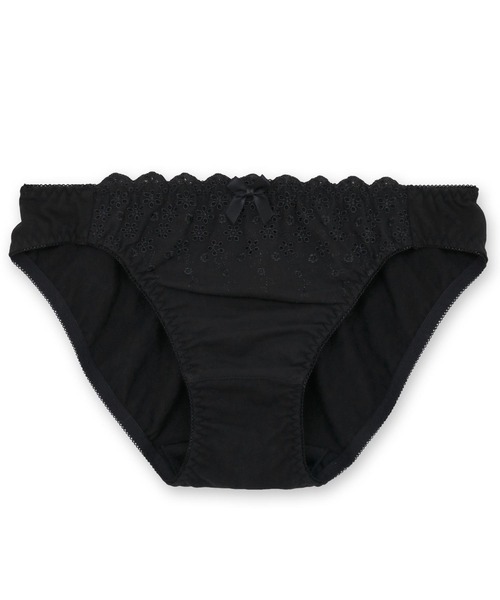 fran de lingerie(フランデランジェリー)の「ブルーデイもブラとショーツはお揃いデザインが叶うウィングポケット付き「コットンドラジェ」サニタリーショーツ(ショーツ・レディース・ネイビー/ブラック/シルバーグレー/ダークブルー/クリアブラック・L/M)」の3枚目の写真