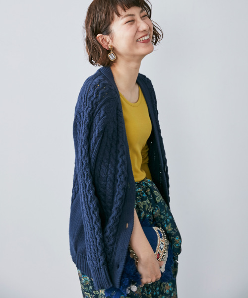 MEDE19F(メデジュウキュウ)の「MEDE19F コットンニットカーディガン(カーディガン/ボレロ・レディース・ネイビー/ベージュ・LARGE/X-LARGE/MEDIUM)」の19枚目の写真