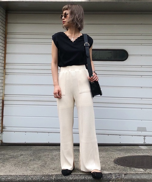 PAGEBOY（ページボーイ）の「ワッフルパンツ（その他パンツ・レディース・ホワイト/グレー・FREE）」の5枚目の写真