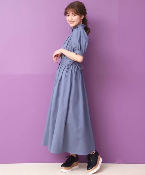 one after another NICE CLAUP（ワンアフターアナザーナイスクラップ）の「フリルスタンドカラー前あきワンピース（ワンピース・レディース・ライトブルー/ブラック/ベージュ/チェリーピンク・FREE）」の9枚目の写真