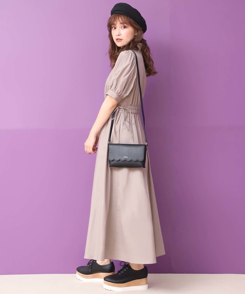 one after another NICE CLAUP（ワンアフターアナザーナイスクラップ）の「フリルスタンドカラー前あきワンピース（ワンピース・レディース・ライトブルー/ブラック/ベージュ/チェリーピンク・FREE）」の13枚目の写真