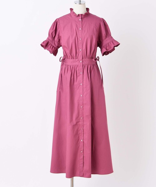 one after another NICE CLAUP（ワンアフターアナザーナイスクラップ）の「フリルスタンドカラー前あきワンピース（ワンピース・レディース・ライトブルー/ブラック/ベージュ/チェリーピンク・FREE）」の18枚目の写真