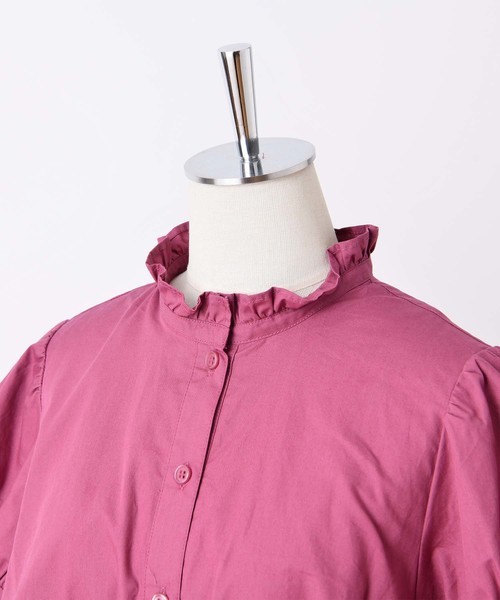 one after another NICE CLAUP（ワンアフターアナザーナイスクラップ）の「フリルスタンドカラー前あきワンピース（ワンピース・レディース・ライトブルー/ブラック/ベージュ/チェリーピンク・FREE）」の19枚目の写真